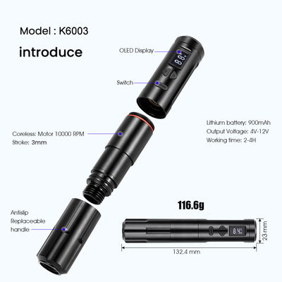 10W Wireless Dermografo Tattoo Machine Wireless Permanent Makeup Machine RCA Connector Corpo macchina Lunghezza 24*132.4mm fornitore