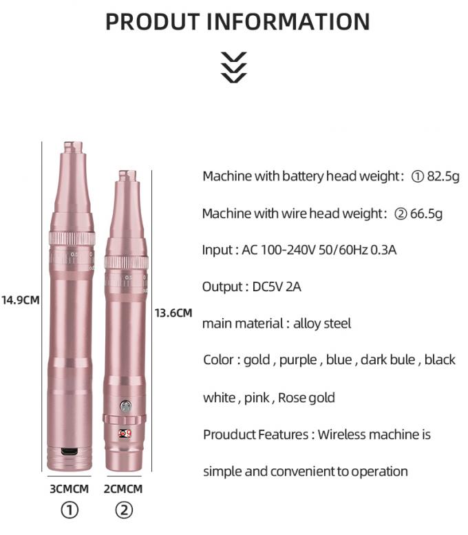 Macchina per tatuaggi di sopracciglia a batteria professionale con protrusione dell'ago da 0-3.5 mm e design wireless 1