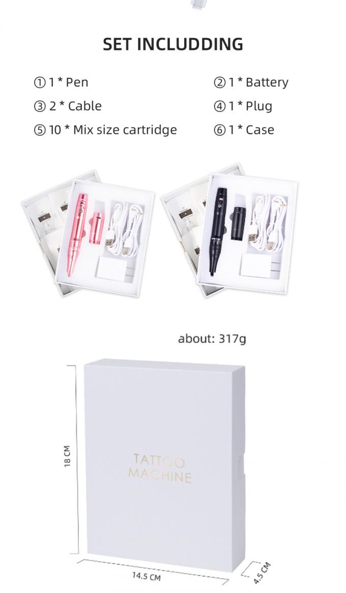 Macchina per tatuaggi di sopracciglia a batteria professionale con protrusione dell'ago da 0-3.5 mm e design wireless 8