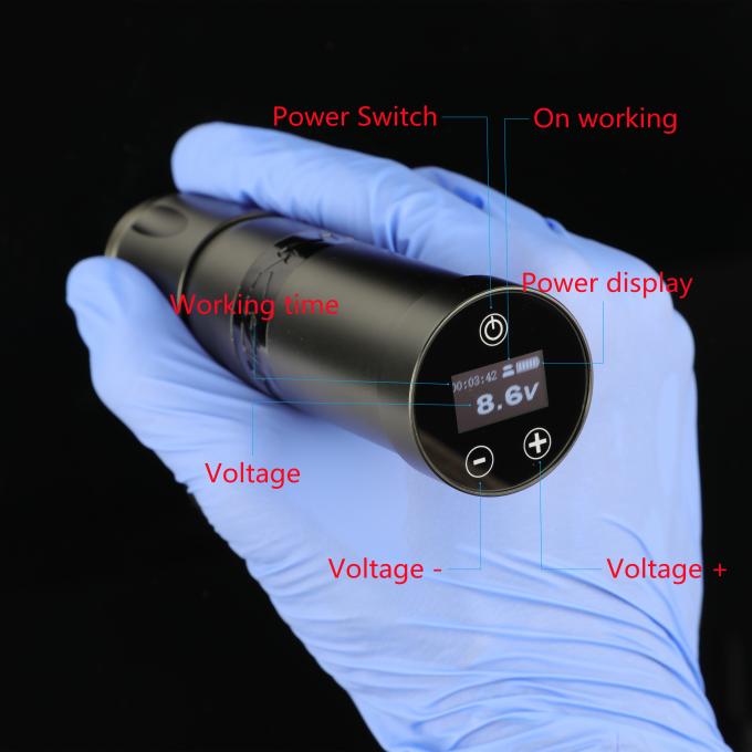 Acciaio inossidabile 1800mAh NARW Wireless Tattoo Machine 1-OLED Display Touch Screen Batteria Rotativa Tattoo Gun Tattoo Pen con Potenza RCA 2