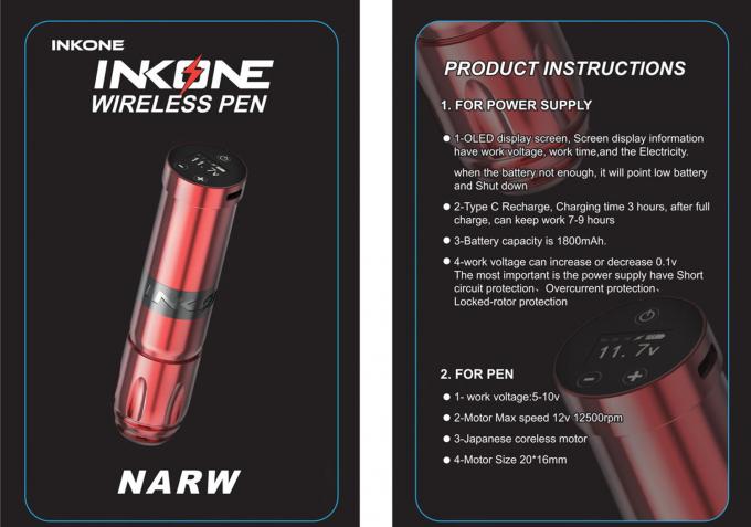 INKONE NARW Marca Digitale LCD Touch Screen Display 1800mAh Batteria Penna Del Tatuaggio Micropigmentazione Macchina Macchina Del Tatuaggio Senza Fili 0