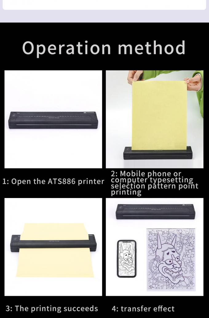 12000mAh Mini Tattoo Stencil Printer Calcolatore Termico Macchinario Wireless Transfer Printer Tattoo Printer Machine 8