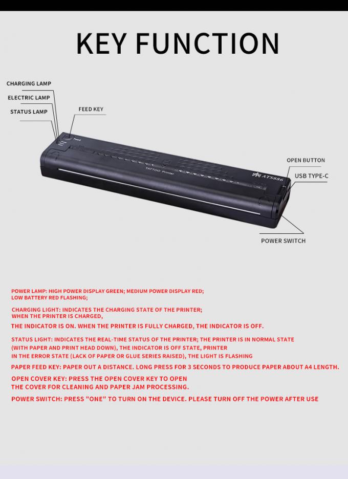 12000mAh Mini Tattoo Stencil Printer Calcolatore Termico Macchinario Wireless Transfer Printer Tattoo Printer Machine 10