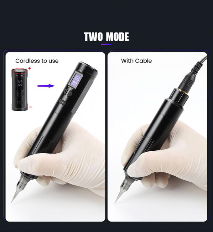 Dermografo senza fili Macchina elettrica per tatuaggi senza fili Macchina per il trucco permanente Aluminio 2 Batterie Teste Modello di connettore RCA 8