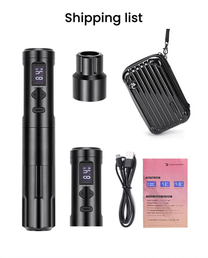 Dermografo senza fili Macchina elettrica per tatuaggi senza fili Macchina per il trucco permanente Aluminio 2 Batterie Teste Modello di connettore RCA 18